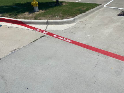 Fire Lane Striping on Concrete Parking Lot Clearwater